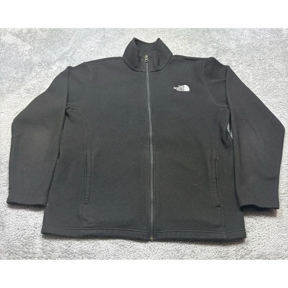 The North Face Jacket Mens‎ L Black Fleece Lightweight Full Zip Outdoor *SPOTS